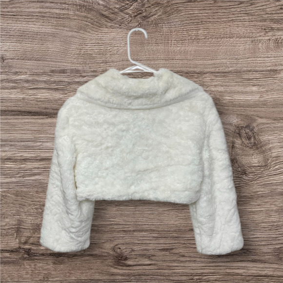 VTG Y2K Wet Seal Womens Faux Fur Bolero Jacket Front Clasp Sz Large 3/4 Sleeves - Picture 2 of 6